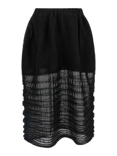 Issey Miyake Black December Moving Knit Midi Skirt