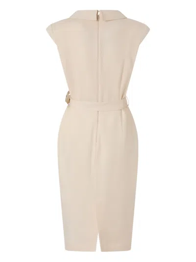 Pinko Amadine Dress Belted Waist Sleeveless V Neckline In Multi