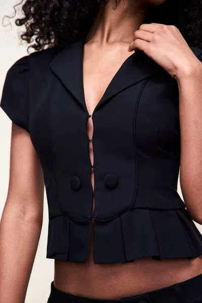 Danielle Guizio Ny Mollie Cap Sleeve Blazer In Black