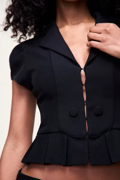 Danielle Guizio Ny Mollie Cap Sleeve Blazer In Black