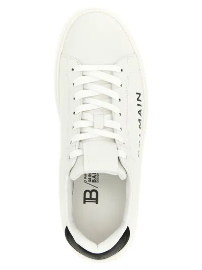 Balmain Calfskin Logo Motif Lace-up Sneakers With Black Heel Counter In Multi