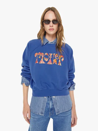 Mother Womens Petal Power The Concert Logo-print Cotton Sweatshirt In Blue