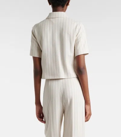 Max Mara Striped Cotton Jacket In Neutral