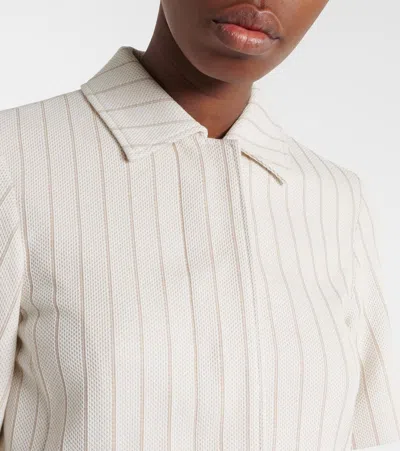 Max Mara Striped Cotton Jacket In Neutral
