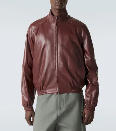 Acne Studios Leather Jacket In Brown