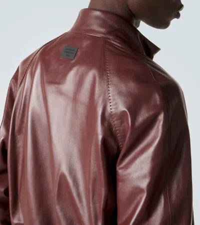 Acne Studios Leather Jacket In Brown