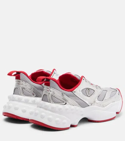 Christian Louboutin So Flo Metallic Leather-trimmed Mesh Sneakers In Gray