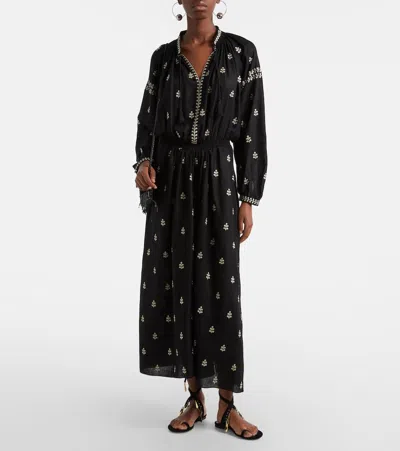 Isabel Marant Rodilia Silk Long Dress In Black