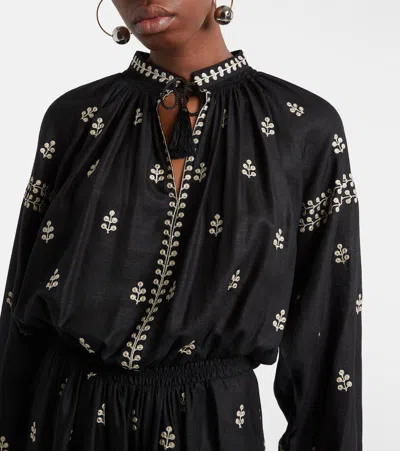 Isabel Marant Rodilia Silk Long Dress In Black