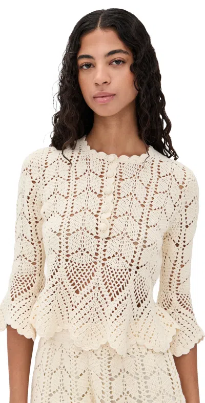 Zimmermann Awaken Scalloped Crocheted Cotton Top In Neutral