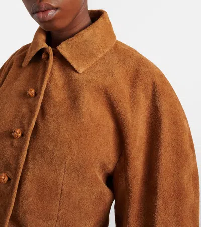 Rohe Rounded Textured Suede Jacket In Brown