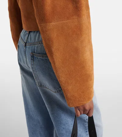 Rohe Rounded Textured Suede Jacket In Brown
