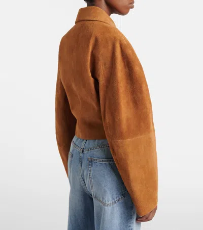 Rohe Rounded Textured Suede Jacket In Brown