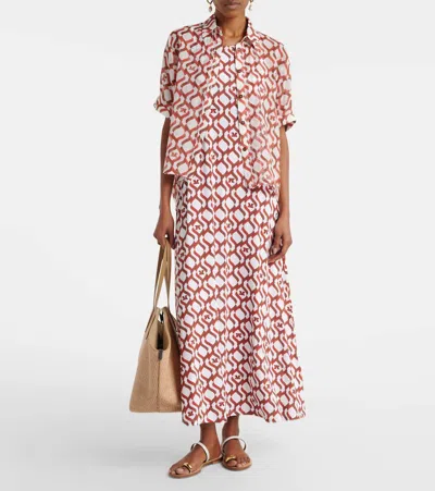 Max Mara Paste Printed Midi Dress In Red