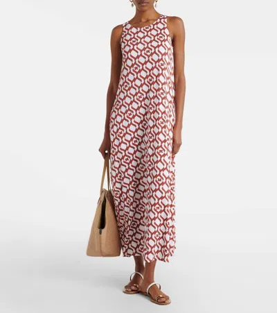Max Mara Paste Printed Midi Dress In Red