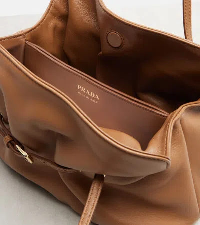 Prada Dada Leather Shoulder Bag In Brown