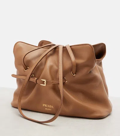 Prada Dada Leather Shoulder Bag In Brown