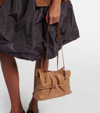 Prada Dada Leather Shoulder Bag In Brown