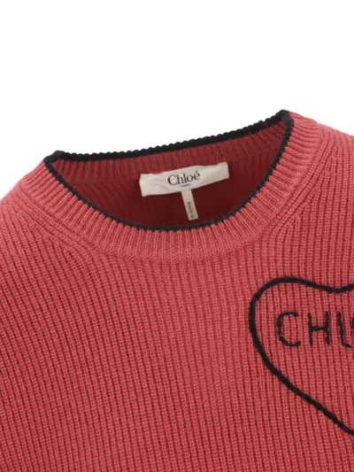 Chloé Short And Fitting Pullover With Wool Logo In Multi