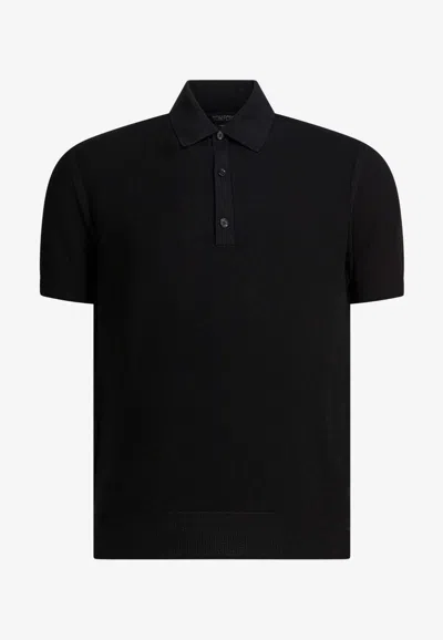 Tom Ford Mens Black Short-sleeve Lyocell-cotton Piquet Polo Shirt In Black