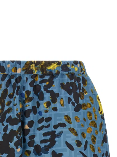 Fendi Elasticated-waist Print Shorts In Blue
