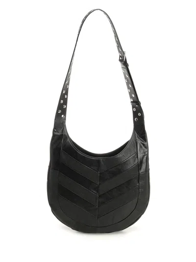 Valentino Garavani Medium Hoboho Bag In Chevron-pattern Nappa In Black