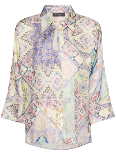 Elena Miro' Patchwork Patterned Shirt In Multi