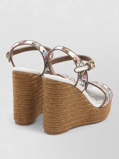 Dolce & Gabbana Wedge Sandals With Logo Embroidery In White