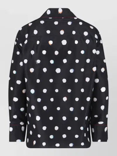 Fendi Long Sleeve Top Polka Dots Chest Pocket In Black