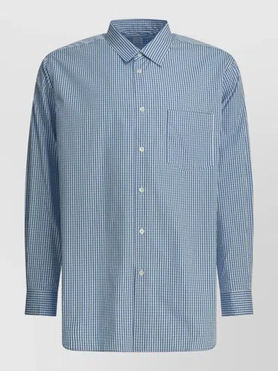 Comme Des Garçons Button Down Collar Shirt Front Pocket In Blue
