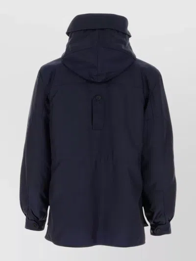 Prada Hooded Wool Blend Jacket Multiple Pockets In Multi