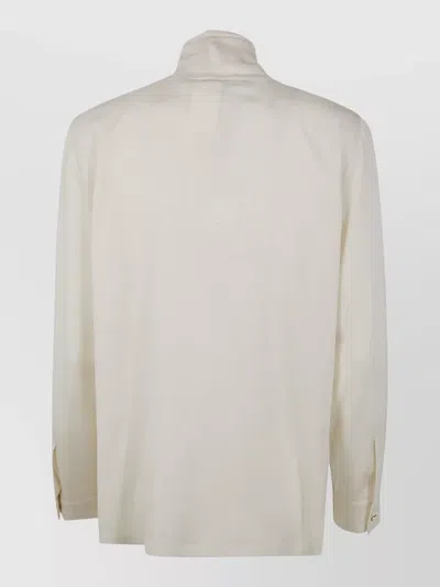 Max Mara Tie-detailed Silk Crepe De Chine Blouse In Neutral