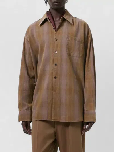 Our Legacy Mens Dakota Flannel Check Checked Relaxed-fit Cotton Shirt In Brown