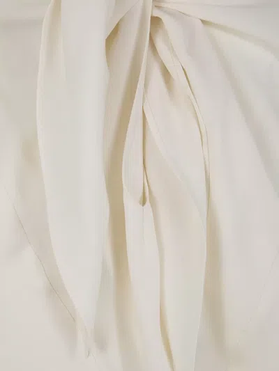 Max Mara Tie-detailed Silk Crepe De Chine Blouse In Neutral