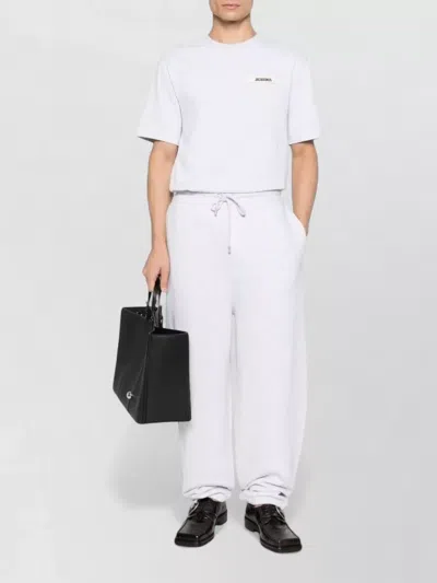 Jacquemus Le T-shirt Gros Grain White T-shirt With Logo Patch On The Front In Cotton Man In White