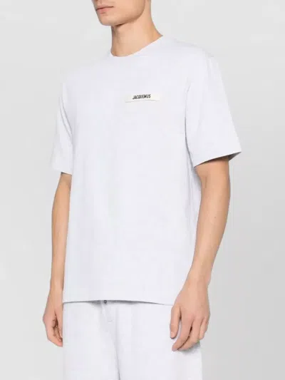 Jacquemus Le T-shirt Gros Grain White T-shirt With Logo Patch On The Front In Cotton Man In White