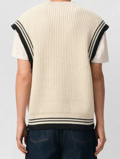 Ami Alexandre Mattiussi Ami Paris Ribbed Wool Sleeveless Ami De Coeur Sweater In Neutral