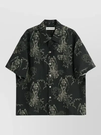 Our Legacy Mens Death Paisley Print Graphic-print Short-sleeve Cotton And Linen Shirt In Multi