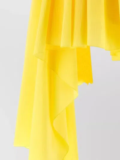 Jacquemus Courte Asymmetric Cotton-blend Crepon Halterneck Dress In Yellow