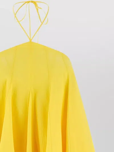 Jacquemus Courte Asymmetric Cotton-blend Crepon Halterneck Dress In Yellow