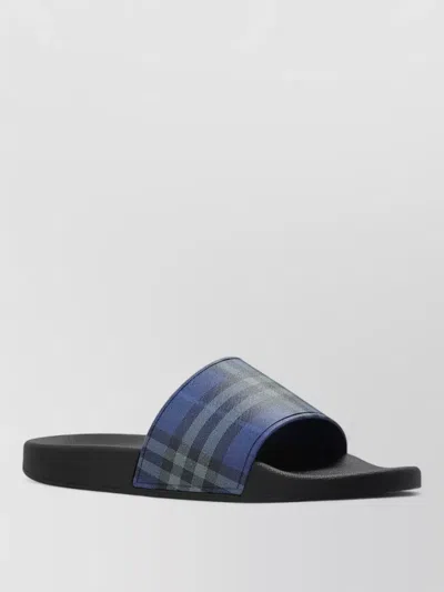 Burberry Check Pattern Flat Sole Slide Sandals In Multi
