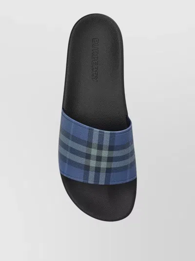 Burberry Check Pattern Flat Sole Slide Sandals In Multi