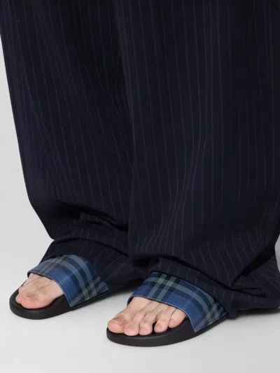 Burberry Check Pattern Flat Sole Slide Sandals In Multi