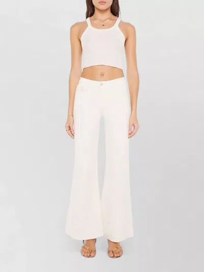 Mother The Lemon Twist Skimp High Rise Wide Leg Jeans In Pinch Of Salt In White