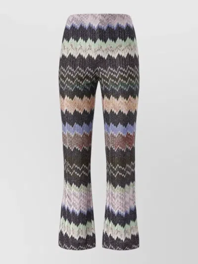 Missoni Zigzag Flared Trousers Textured Metallic Threads In Multi