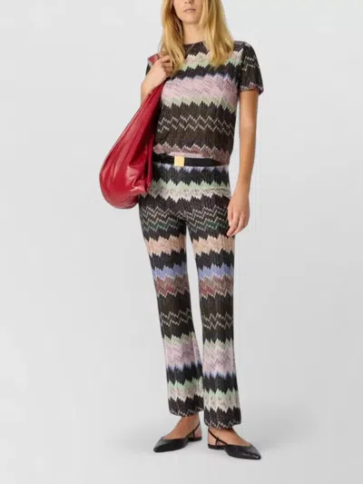 Missoni Zigzag Flared Trousers Textured Metallic Threads In Multi