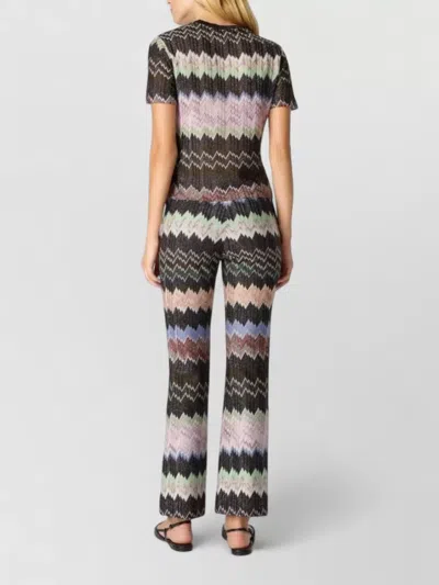 Missoni Zigzag Flared Trousers Textured Metallic Threads In Multi