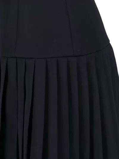 Balmain Knee Length Dress Pleated Skirt Buckle In Black