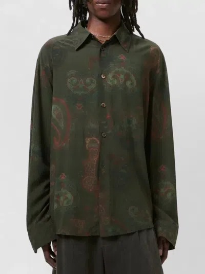 Our Legacy Casual Long Sleeve Shirt Paisley Pattern In Green