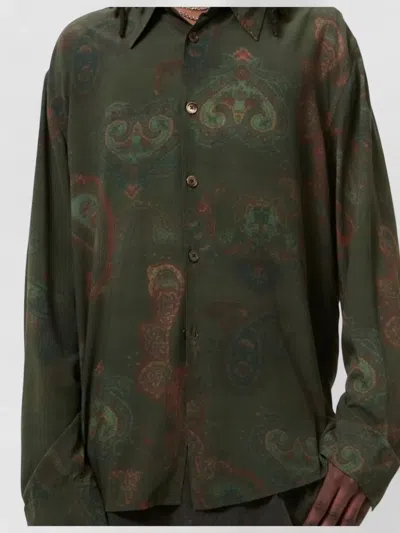 Our Legacy Casual Long Sleeve Shirt Paisley Pattern In Green